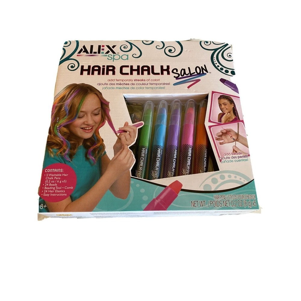 Alex Spa Hair‎ Chalk Salon 738W Temporary Washable Color Pens Beads Kit 56pc NEW